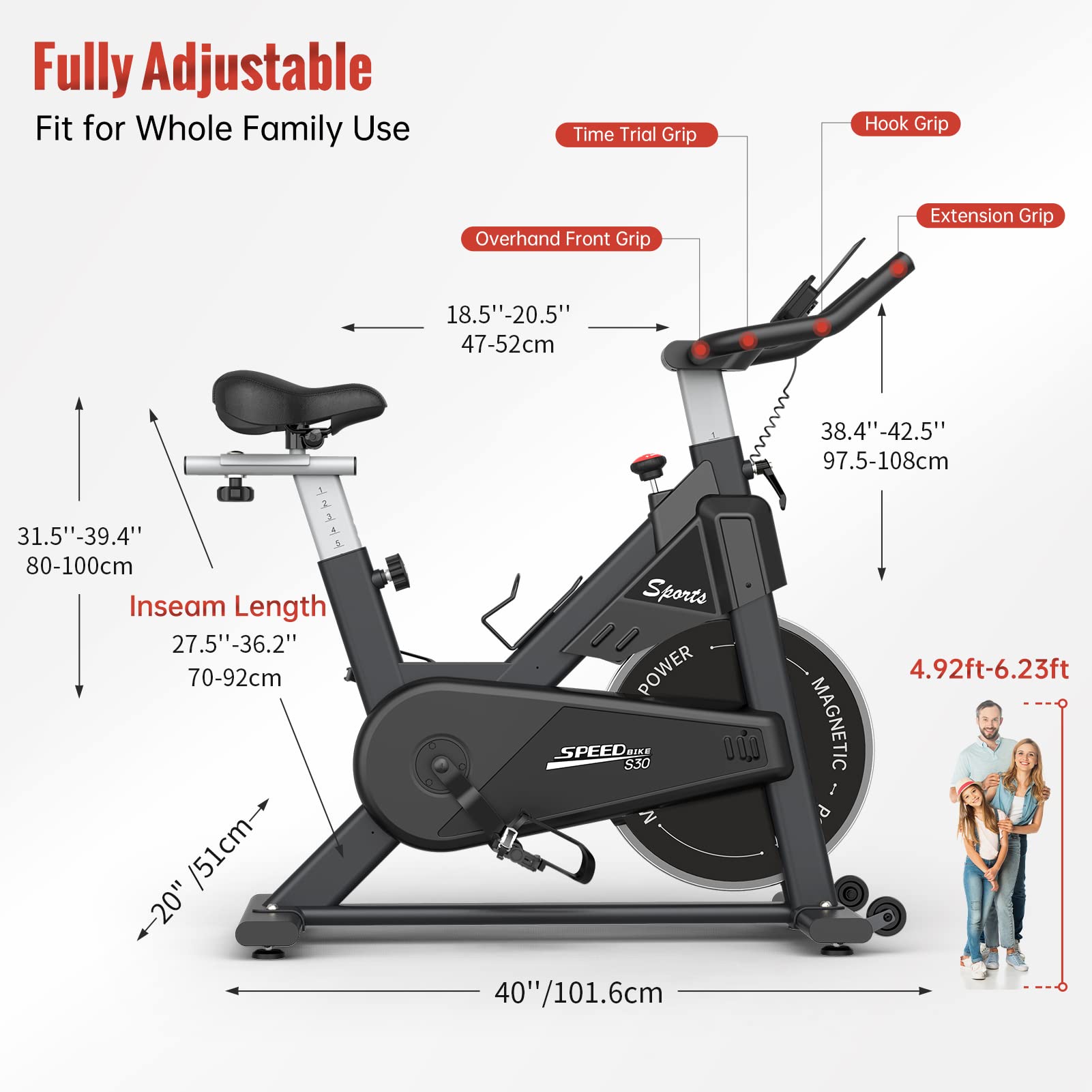 PASYOU Vélo d'Appartement Magnétique à Entraînement Par Courroie avec Affichage RPM et Support Ipad, 150 kg