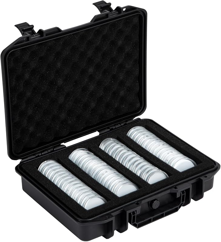 Coin Capsules Case,60 Pieces 46mm Coin Capsules,with Foam Separates and Plastic Storage Organizer Box,6 Sizes (20/25/30/35/40/46mm) Coins Collector Case Holder