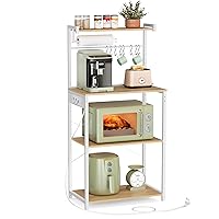 VASAGLE Scaffale da Cucina con Presa Elettrica, Bar Caffèa 4 Ripiani con Uno Regolabile