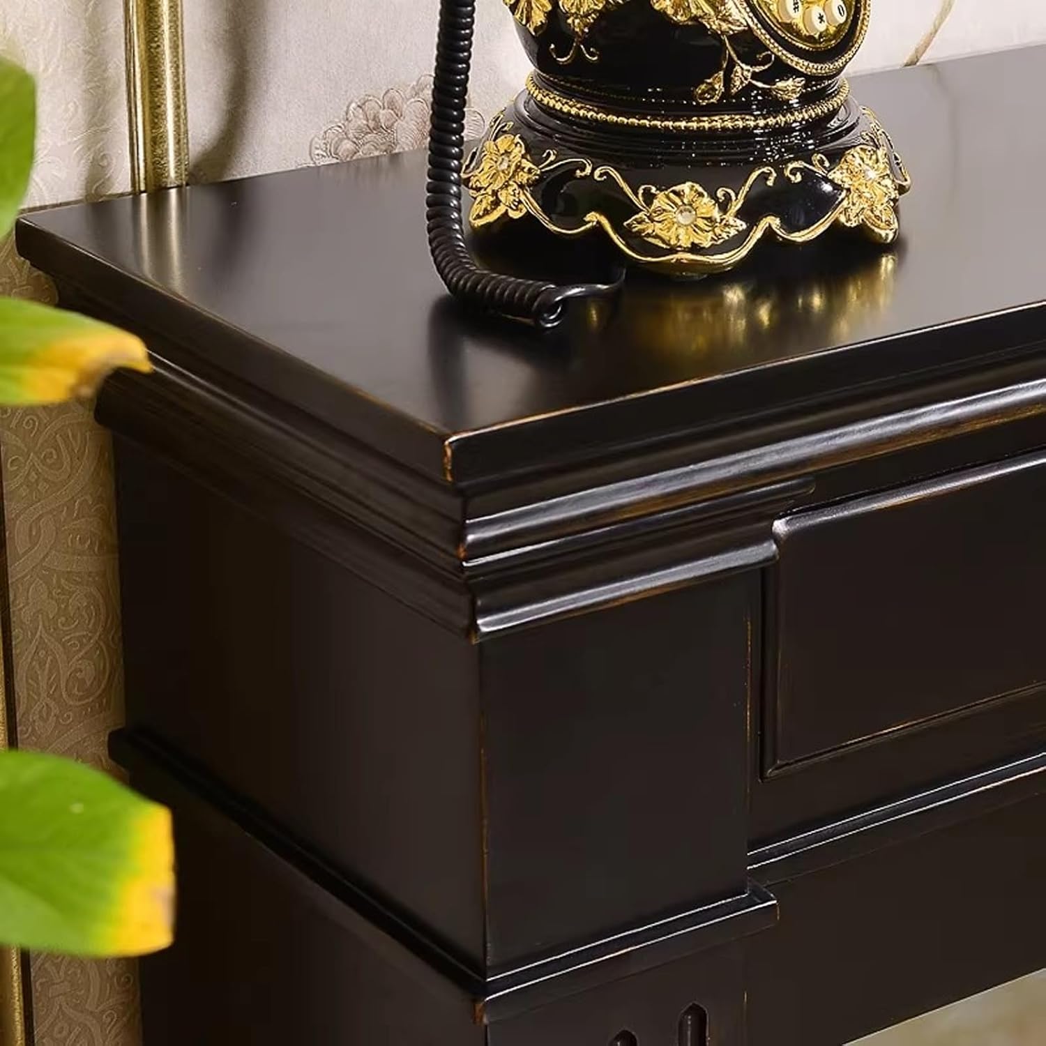 Fireplace Surround Classic Decorative Fireplace Mantel Freestanding Solid Oak Frame HDF Panel(Black)