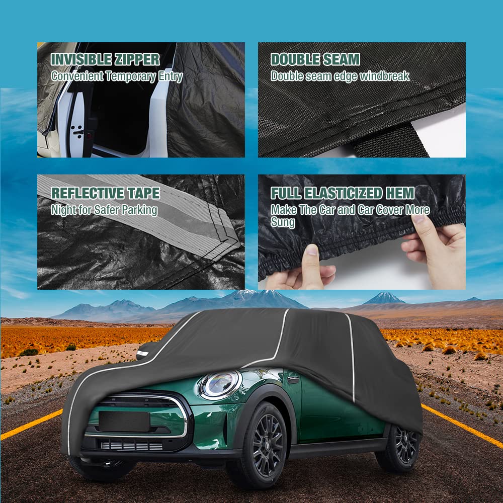 Waterproof Car Cover Compatible for Mini Cooper Cooper S 2-Doors 2002-2024 All Weather 6 Layers Full Car Cover — view 3