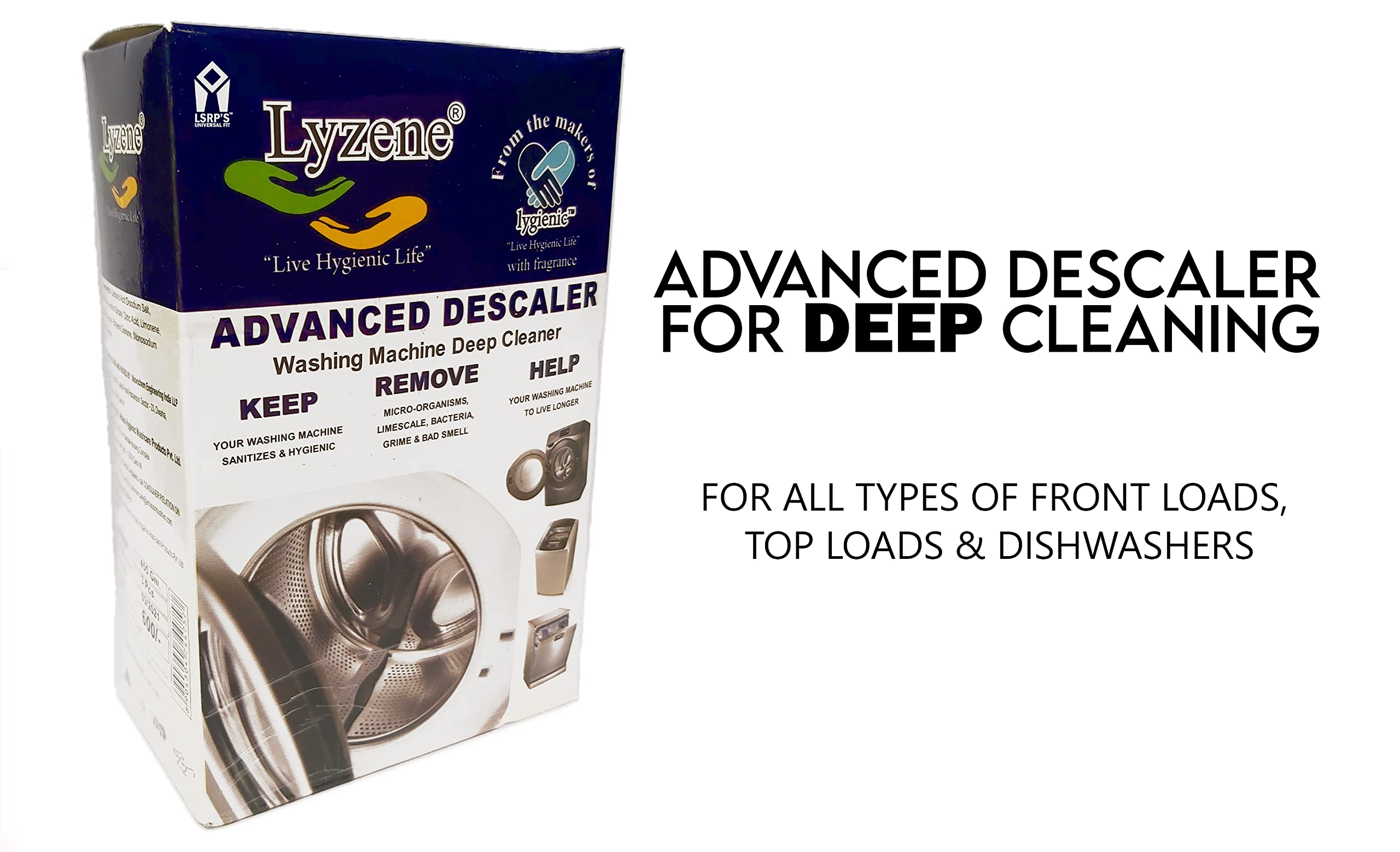LSRP'S Universal Fit Advanced Deep Cleaning Descaler/Descaling Powder Replacement For Samsung LG I F B Whirlpool Bosch Drum Cleaner For Front Load Washing Machine Tub Top Load Descaler Dishwasher 4