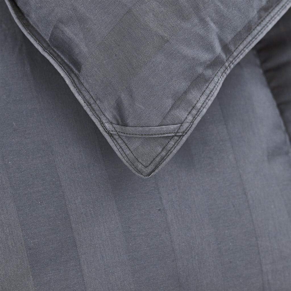 Luxurious Light Weight Goose Down Comforter Queen Size Duvet, Exquisite Gray Stripe Design, 1200 Thread Count 100% Egyptian Cotton Fabric, 750+ Fill Power, 45 oz Fill Weight