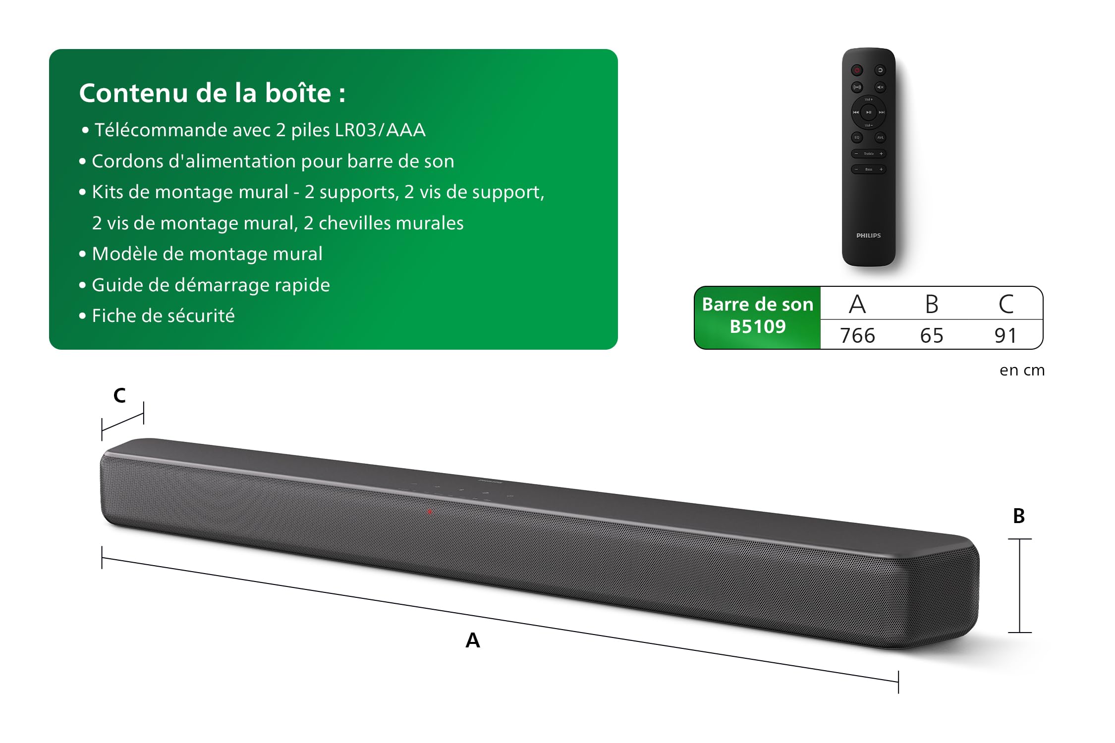 Philips TAB5109 Barre de Son 2.0