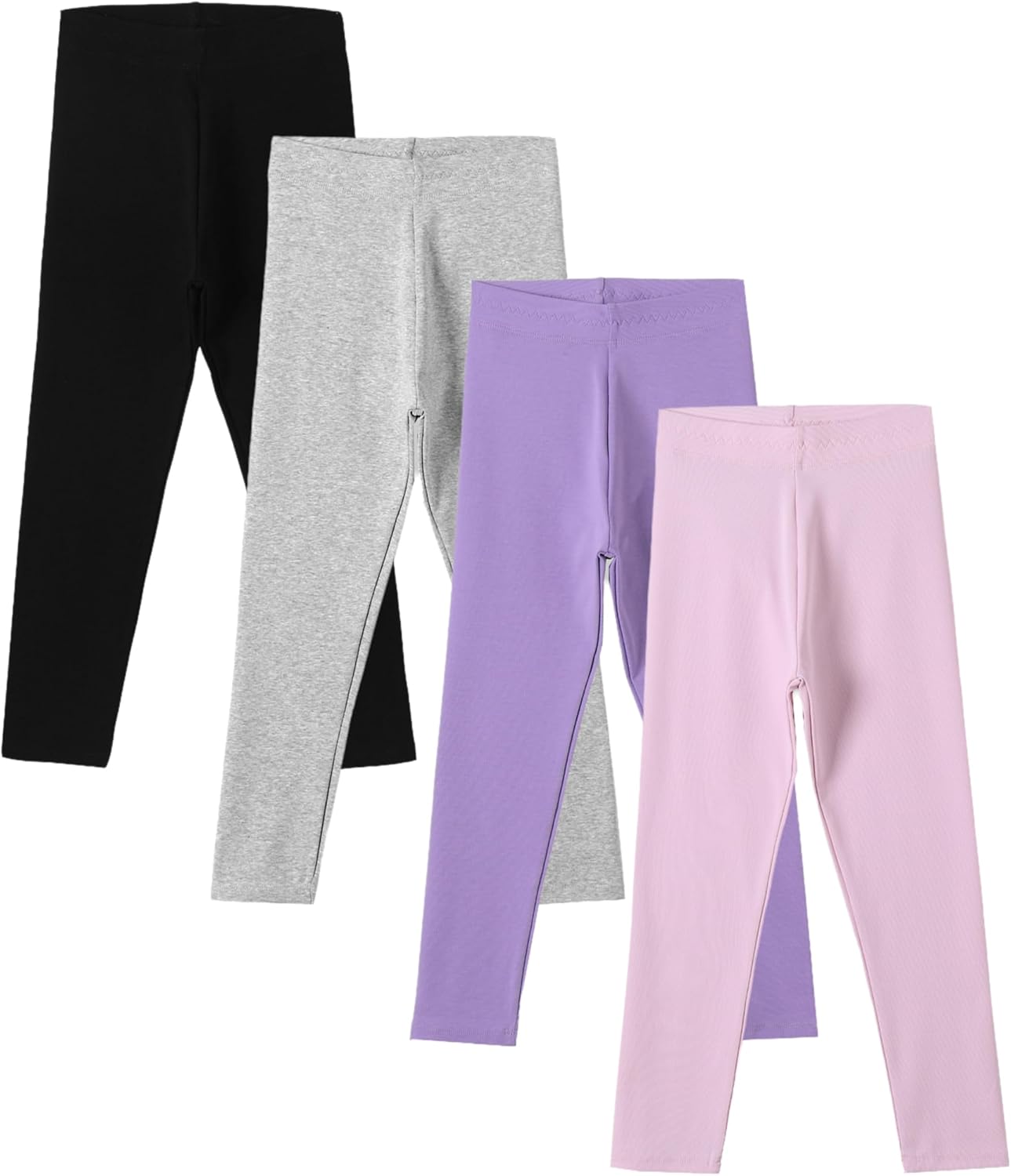 4 Pack Girls Cotton Leggings Stretchy Yoga Pants Kids Soft Full Length Solid Leggings