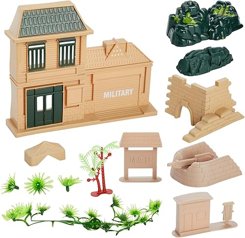 Miniatura 8 de Juego de soldados de juguete de 400 piezas para niños, pequeñas figuras de acción de plástico con mapa de campo de batalla militar, accesorios de