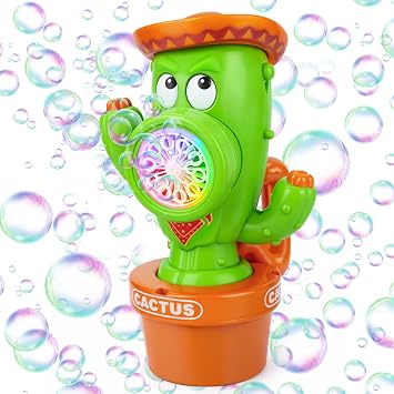 Vodolo Cactus Bubble Machine for Kid with Lights and Music