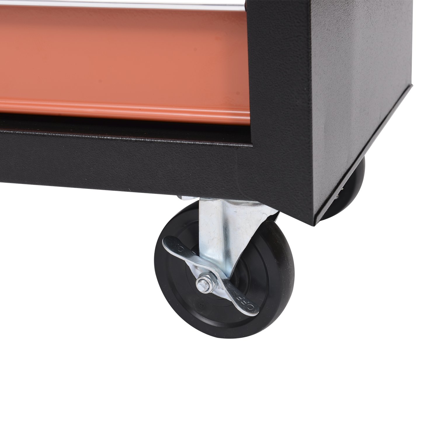 HOMCOM Carrello Porta Utensili Attrezzi 61.5 x 33 x 76cm Nero e Arancione | Attrezzatura, con Cassettiera