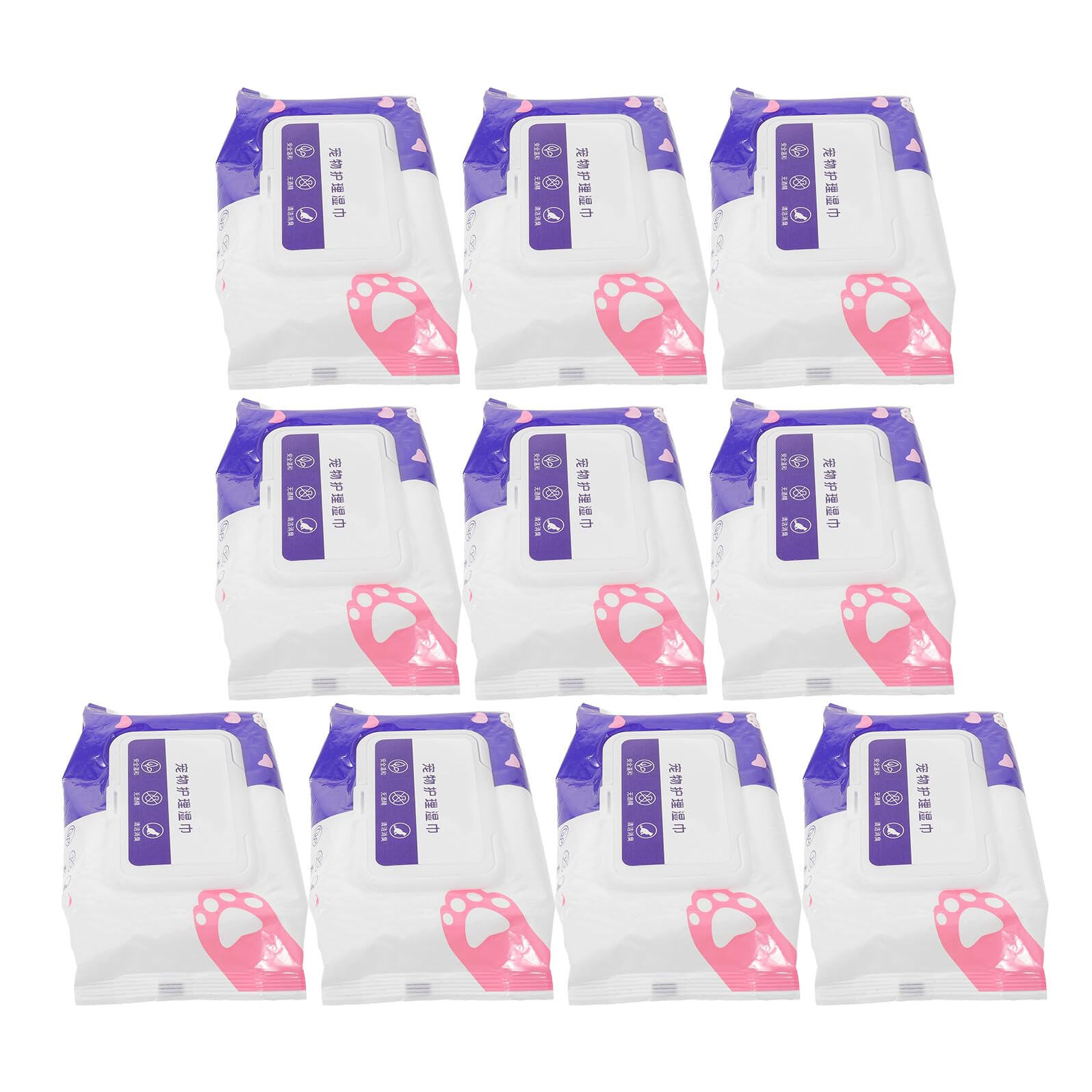Gatuida Lot de 10 Lingettes Humides Non Parfumées pour Animaux de Compagnie, Hypoallergéniques, Tissu Non Tissé, 80 Lingettes par Paquet, Nettoyage sans Rinçage pour Chiens et