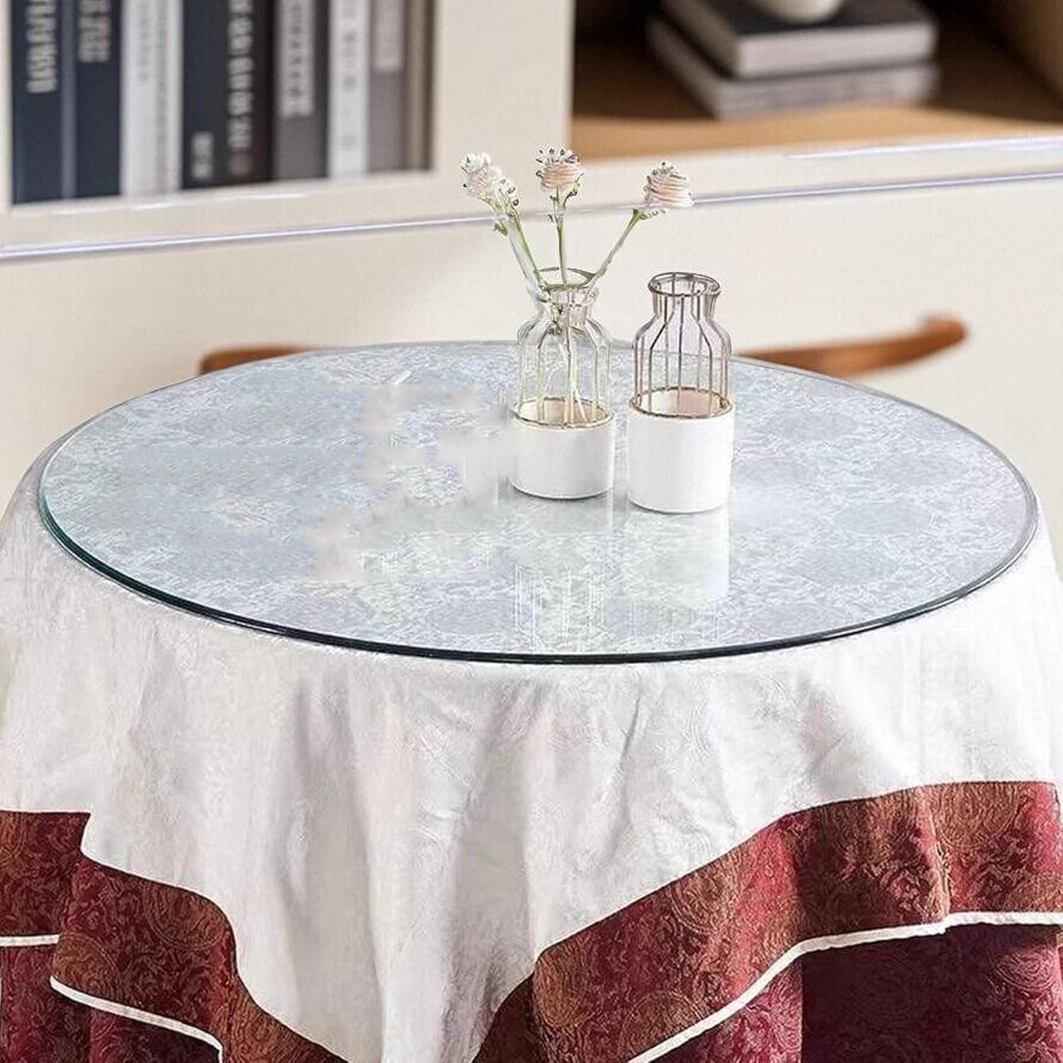 Beveled Glass Table Top, 40cm,44cm,48cm,60cm,70cm, Tempered Glass Table Top, Perfect Circle, for Dining Table, Coffee Table, Home，Office(43CM(17IN))