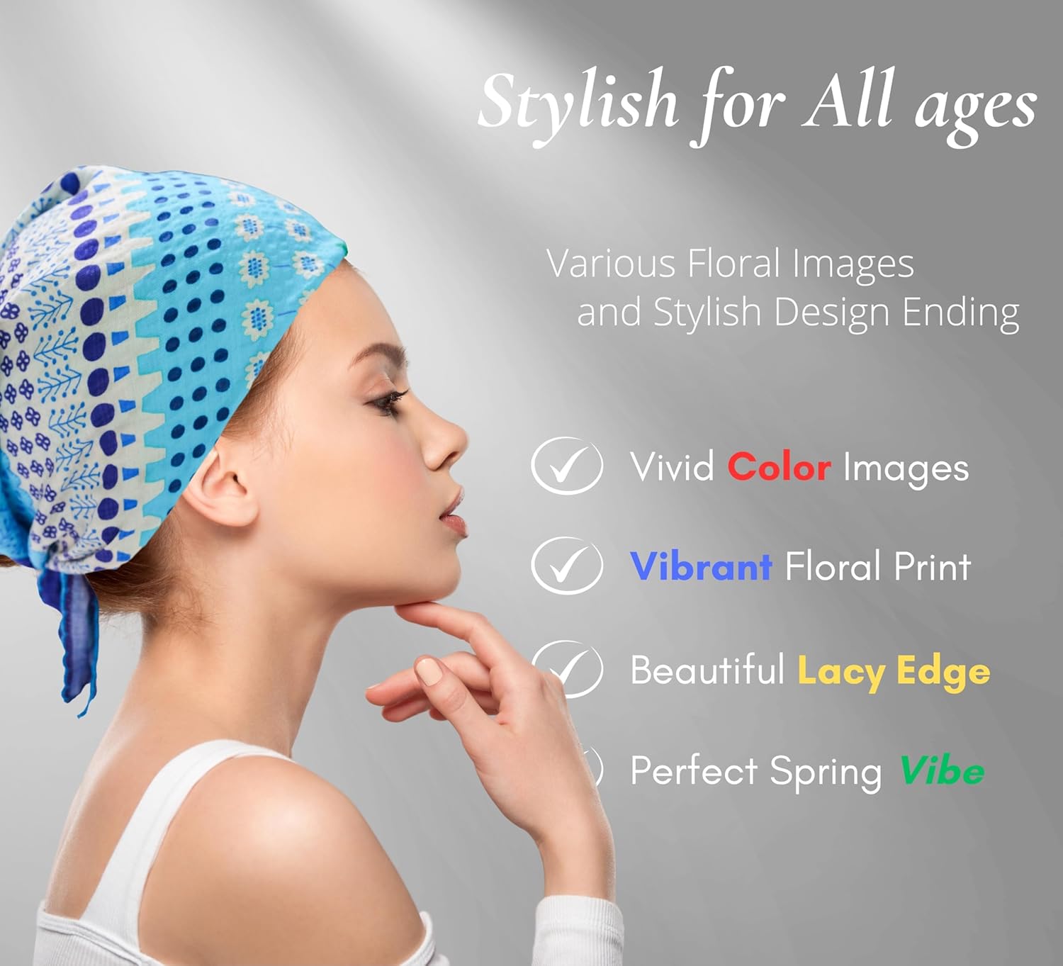 Premium Floral Bandana for Women – Soft Cotton & Viscose (Bamboo) Vintage Boho Head Scarf, Lightweight Hair Wrap - Image 4