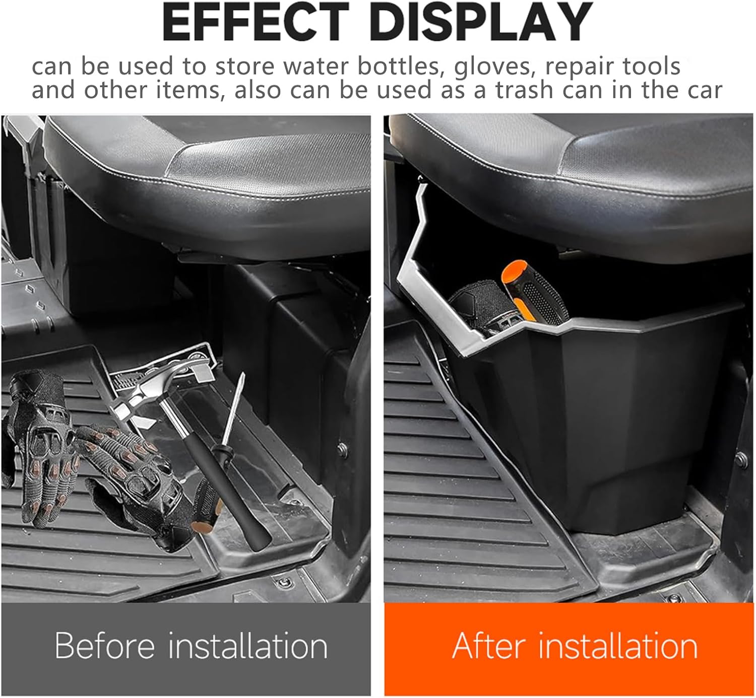 UTV Removable Storage Bin Under-Seat Consoles Storage Box Waterproof Wide Storage Space Organizer Tool Box for Can-Am Defender Max HD5 HD7 HD8 HD9 HD10 2016-2025
