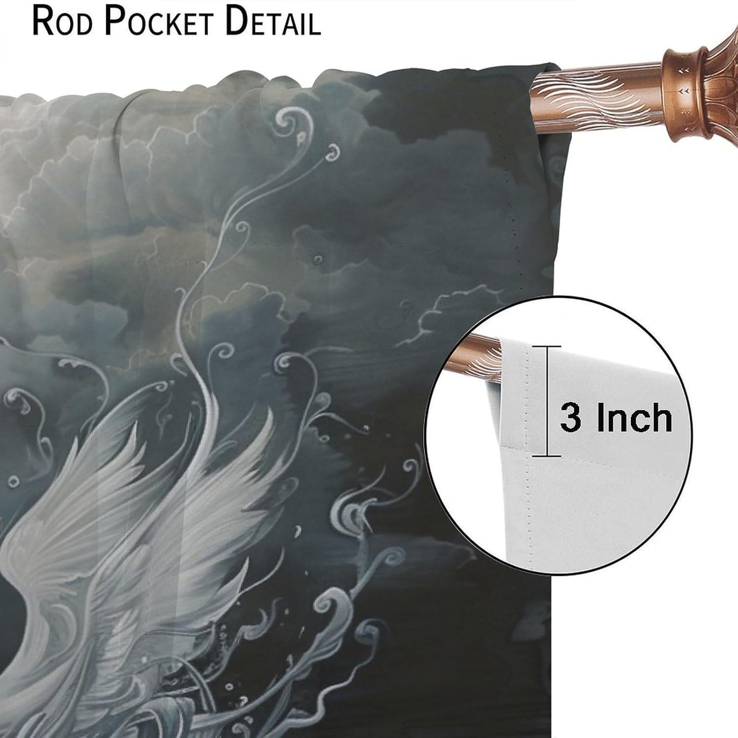 Brebasf Modern Gothic Valentine Day Swan Curtains Rustic Painting Art Nature Wildlife Swan Bird Window Drapes Blackout Curtains Rods Pocket Curtains 2 Panels 63" L x 31.5" W