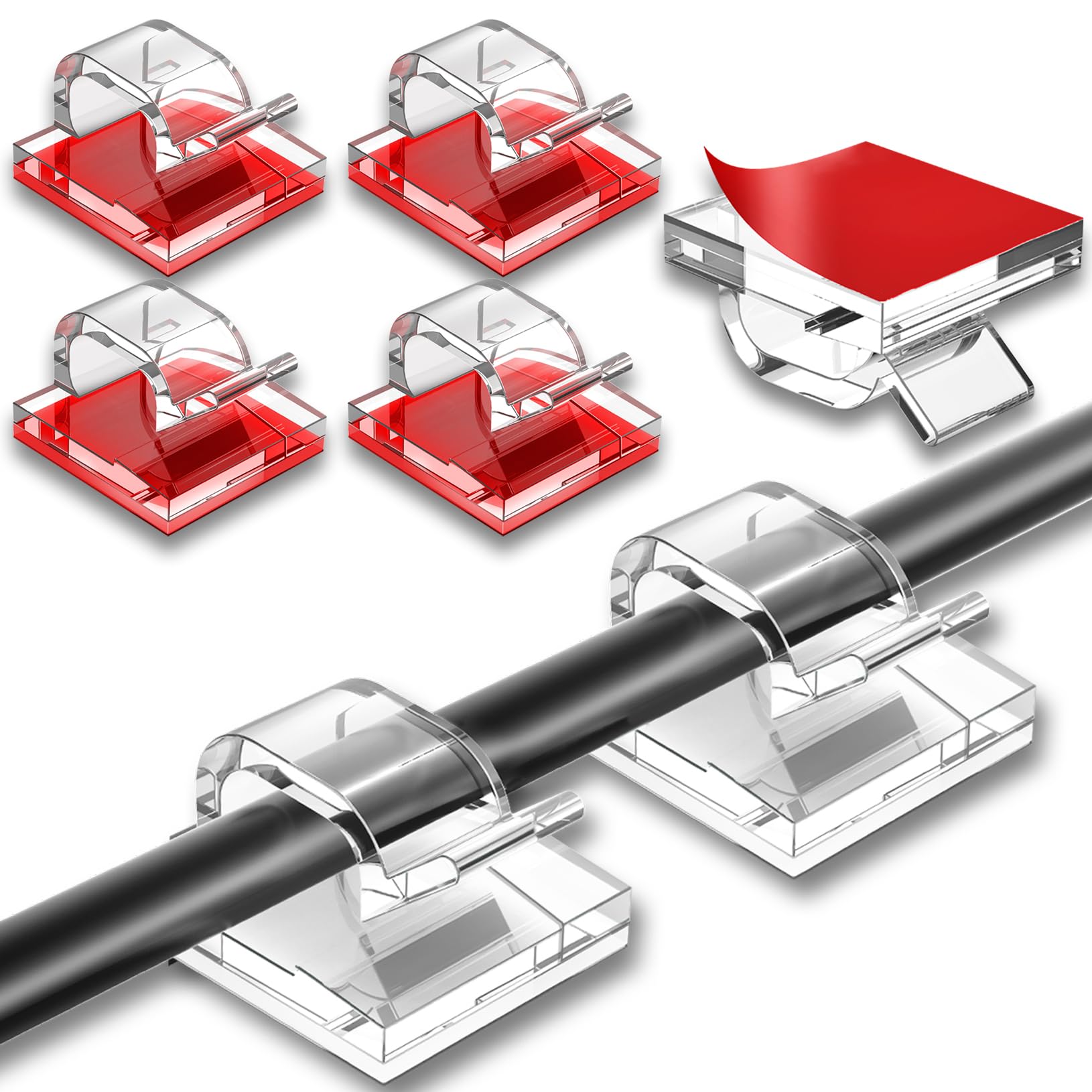 200 Stück Kabel-Clips, selbstklebende Kabel-Organizer, Kabelhalter, Draht-Clip, Draht-Management, selbstklebende Haken, Drahthalter für Büro, Zuhause (transparent)
