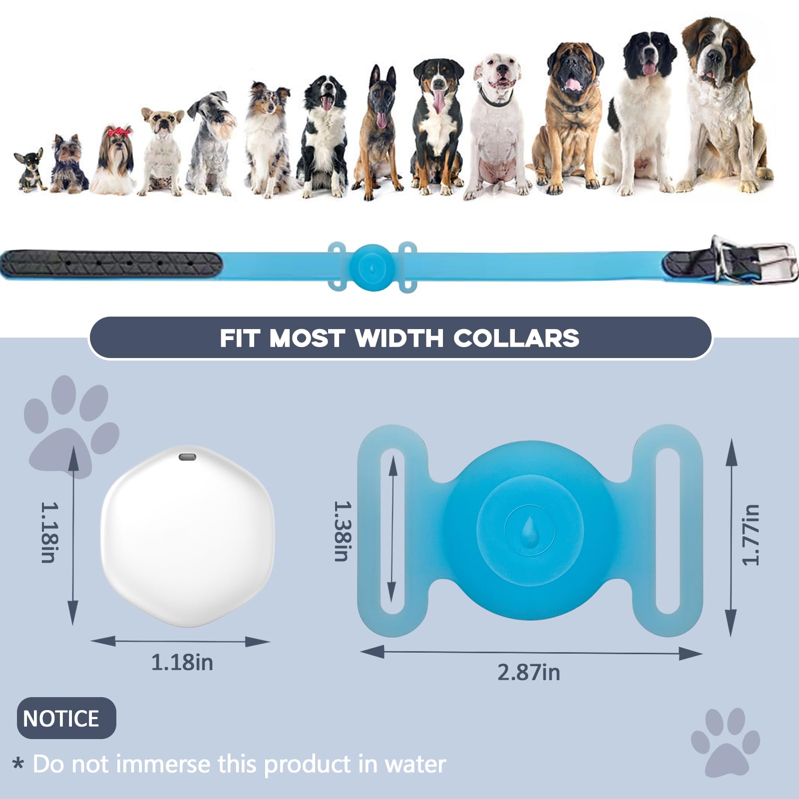 GPS Tracker for Dogs, Mini GPS Cat Tracker, IPX8 Waterproof GPS Trackers for Cats with Holder, No Monthly Fee, Work with Apple Find My(iOS Only), Smart Trackers for Dogs-YGBlue-5 - image 5