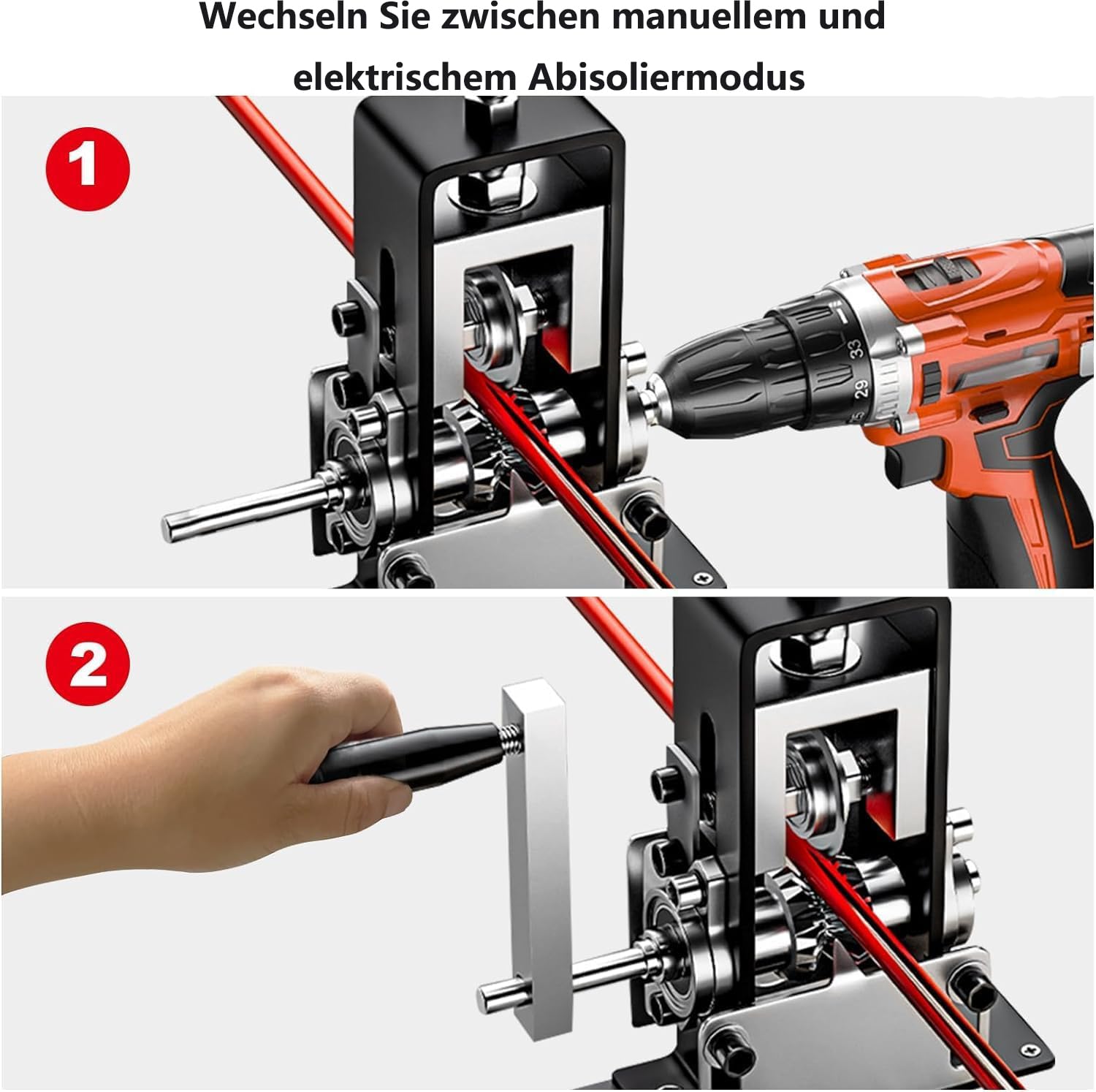 Kabelschälmaschine Elektrisch，Kabel Abisolierwerkzeug Abisolierdurchmesser 1-25 mm，Kabelabisoliermaschine mit Abnehmbarem Griff, Abisolierzange zum Recycling von KabelabfäLlen