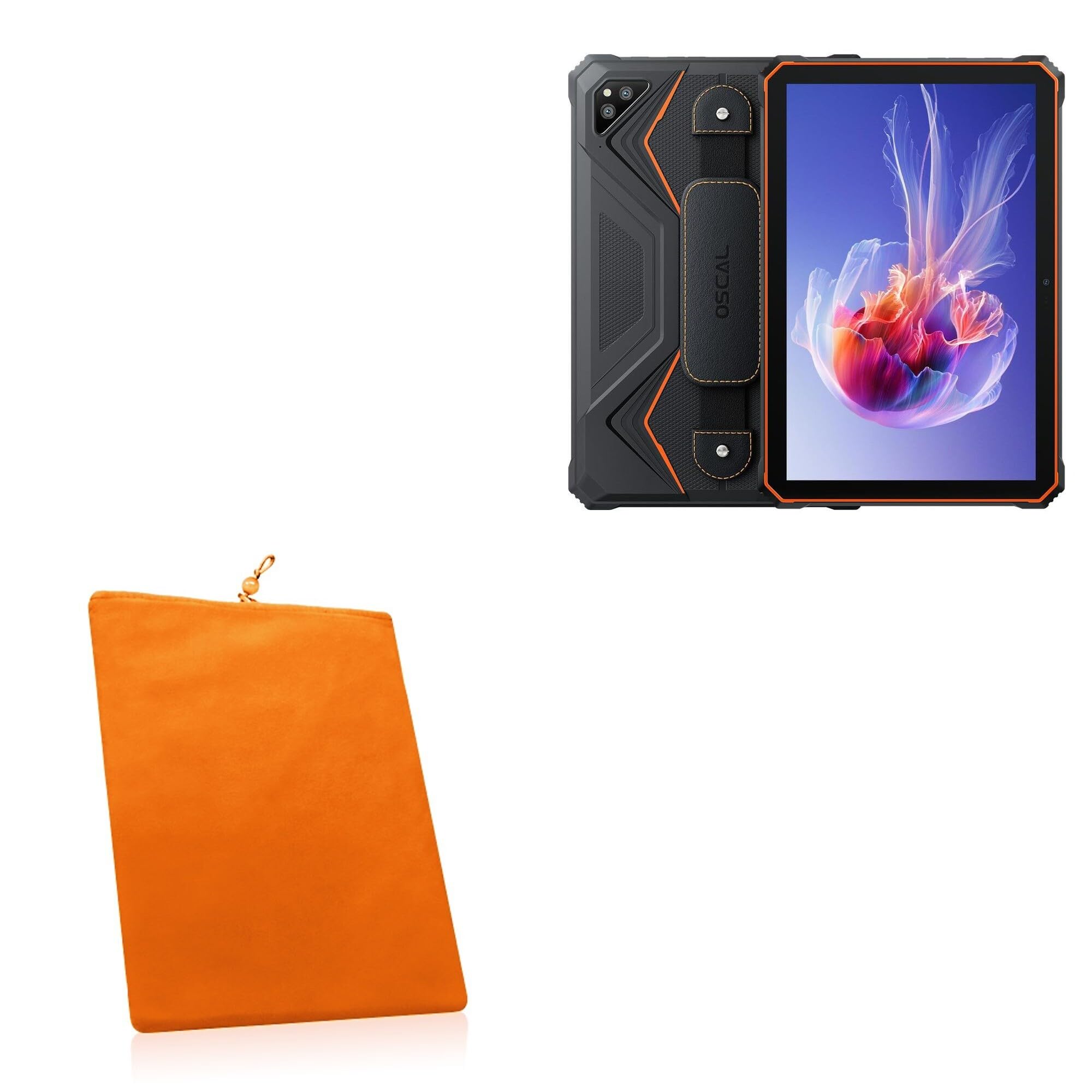 BoxWave Case Compatible with Blackview Oscal Spider 8 - Velvet Pouch, Soft Velour Fabric Bag Sleeve with Drawstring - Bold Orange
