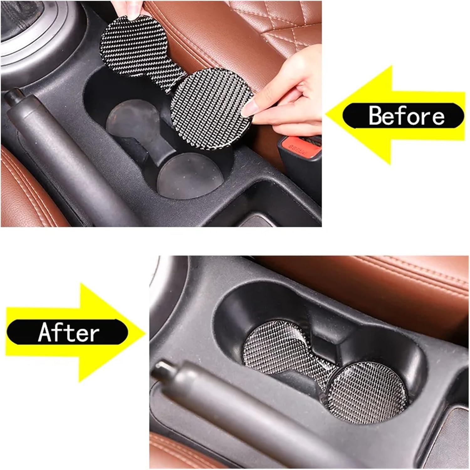 Soft Carbon Fiber Car Water Cup Holder Groove Pad Trim Sticker Car Accessories Compatible with Kia Soul AM 2009 2010 2011 2012 2013(Carbon Fiber)