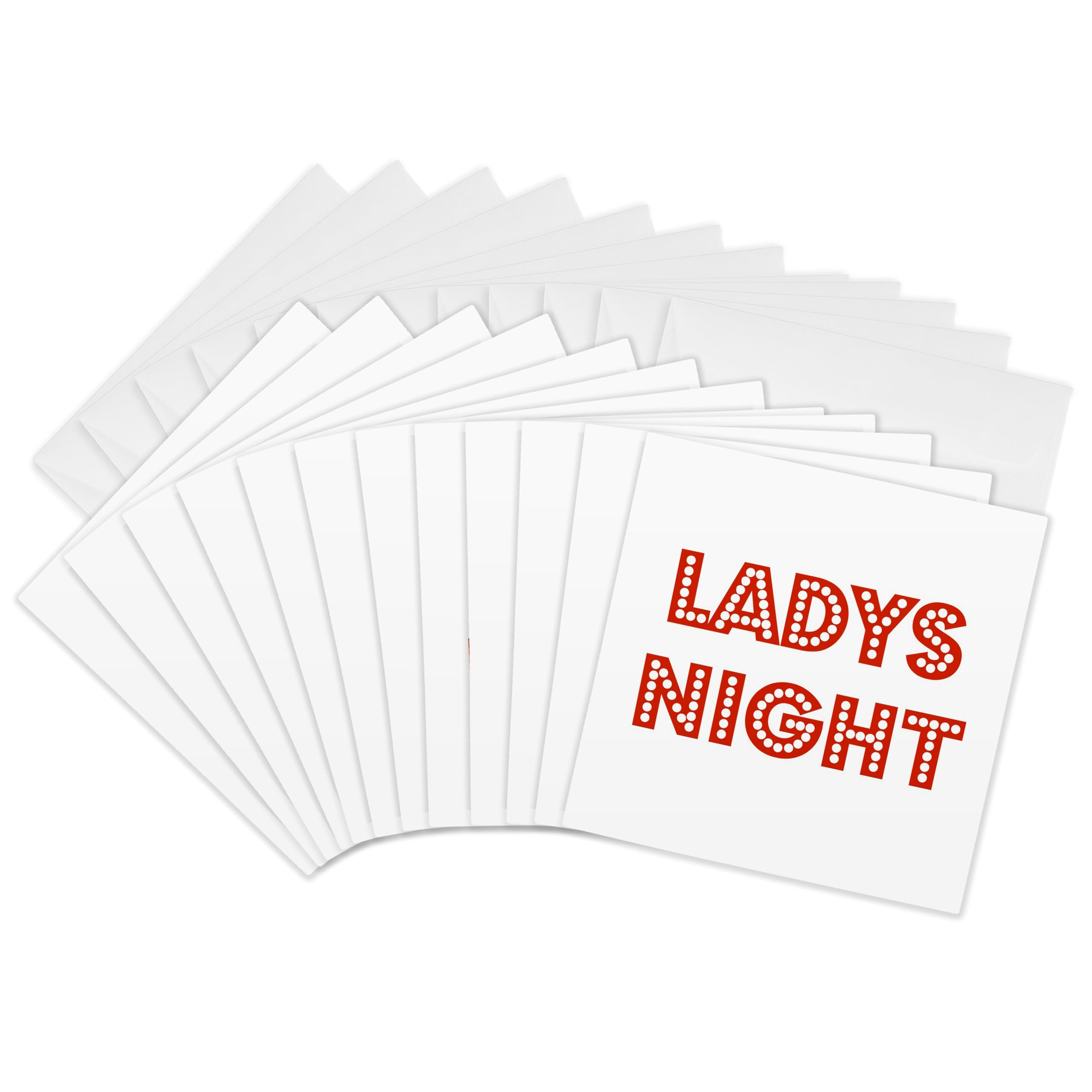 3dRose gc_192412_2 6 x 6-Inch "Ladys Night, Red Letters on White Background" Greeting Card (Set of 12)