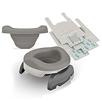 Vista 4 de Potette Plus Potty Value Pack: Kalencom Potette Plus 2 en 1 portátil y forro plegable reutilizable para uso doméstico (blanco/gris)