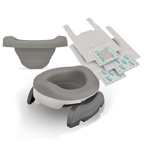 Miniatura 4 de Potette Plus Potty Value Pack: Kalencom Potette Plus 2 en 1 portátil y forro plegable reutilizable para uso doméstico (blanco/gris)