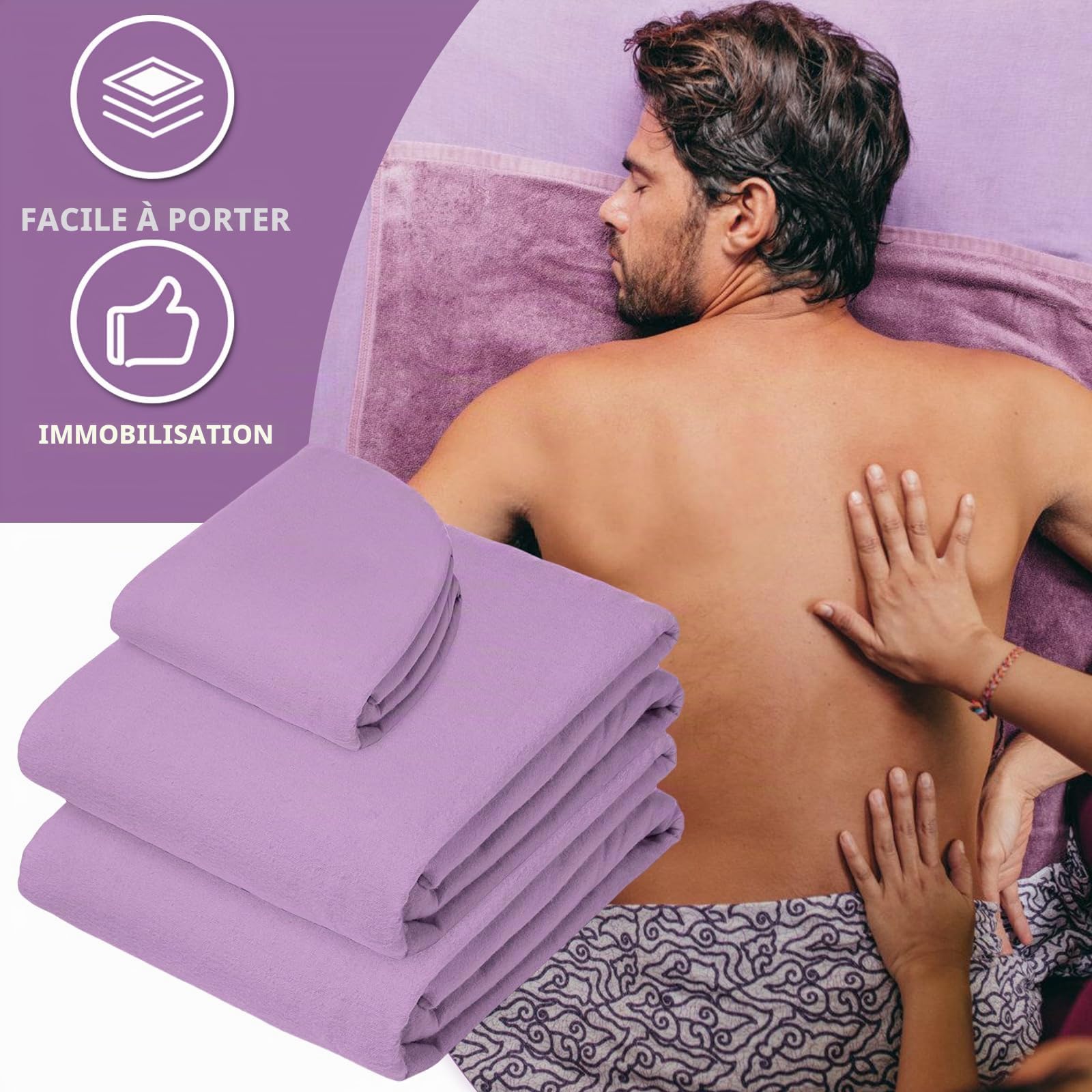 Lot de 3 lits de massage en microfibre, housse de couette pour le visage avec drap et drap-housse