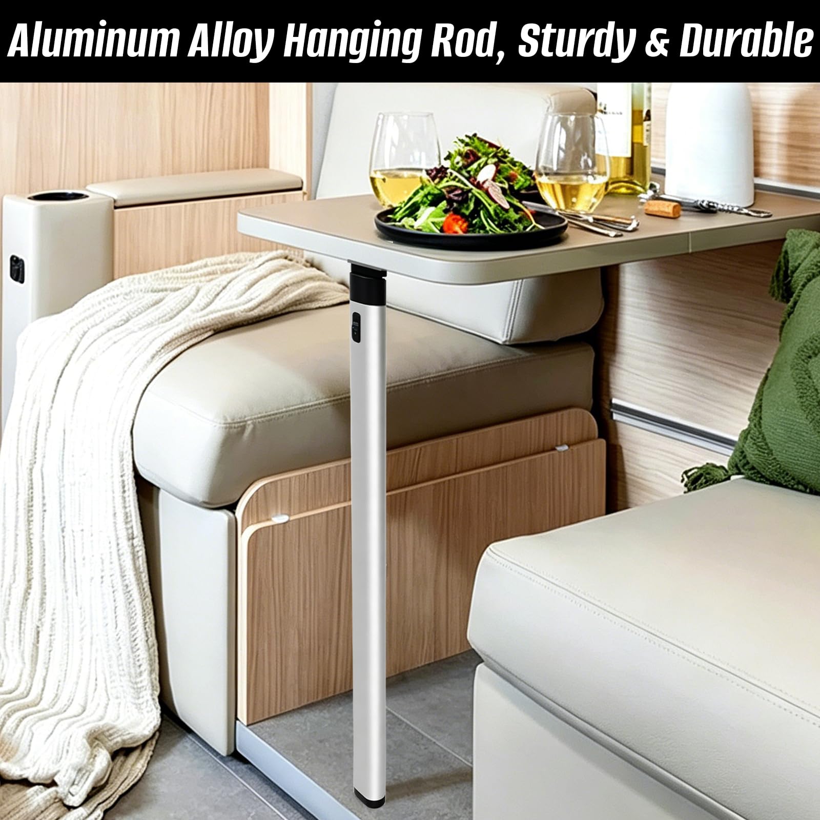 Pata de Mesa Plegable RV y Riel Deslizante, Pata Mesa Camper Plegable de Aluminio con Barra Colgante de 50cm y Clip Soporte De Base De Mesa para Autocaravana Yate Caravana