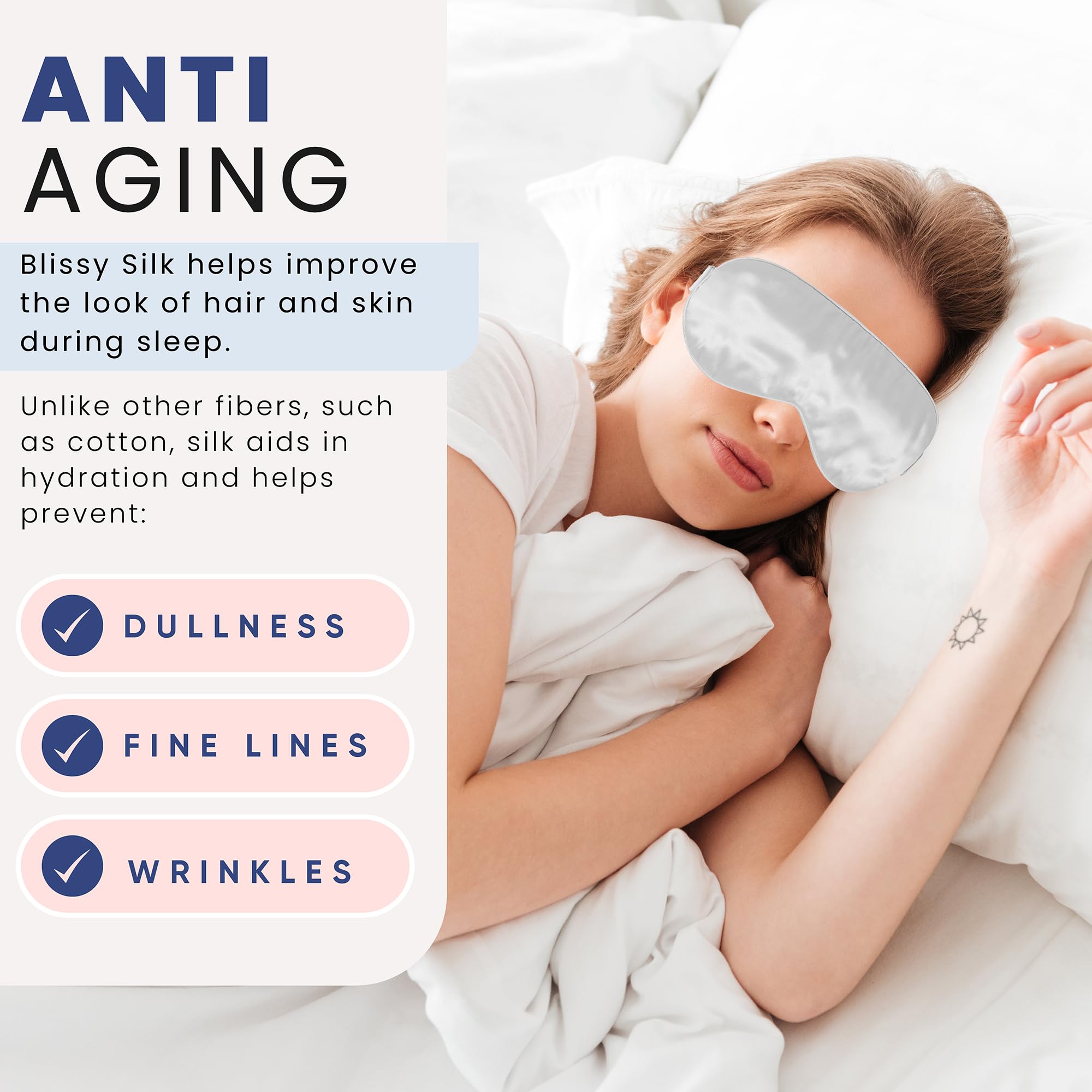 Blissy Antifaz de seda para dormir – Antifaz de seda para dormir para mujeres y hombres para un oscurecimiento total – 100 % seda de morera pura, fibras de 22 momme 6a – Máscara de dormir de seda con