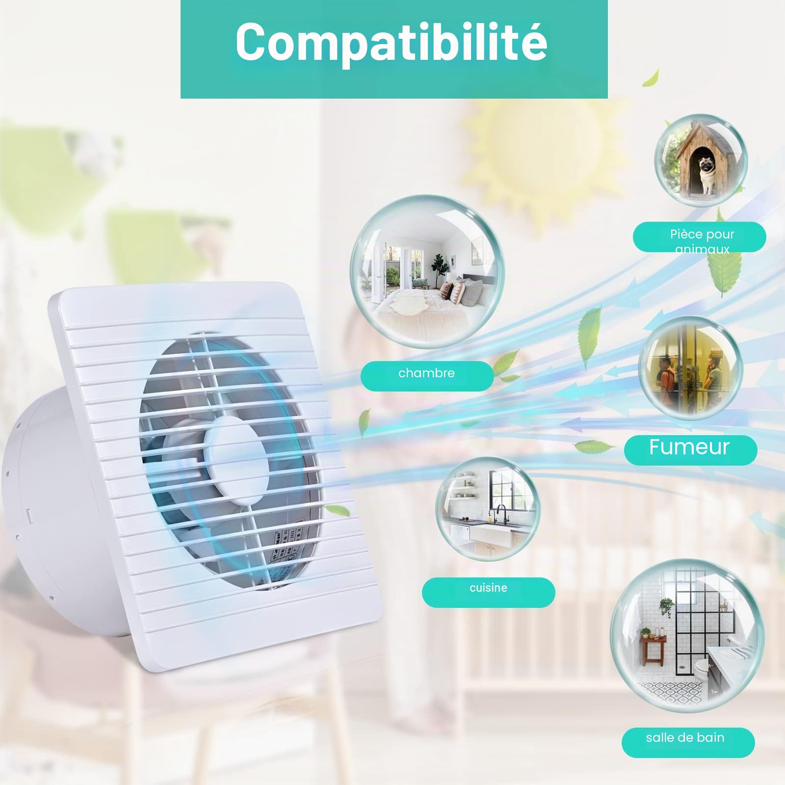 FanGoFast 100mm Ventilateur de Salle de Bain Silencieux Extracteur d'Air Blanc au Plafond et Montage Mural avec Clapet Anti-Rretour pour WC Cuisine Fenêtre Loft et Cave