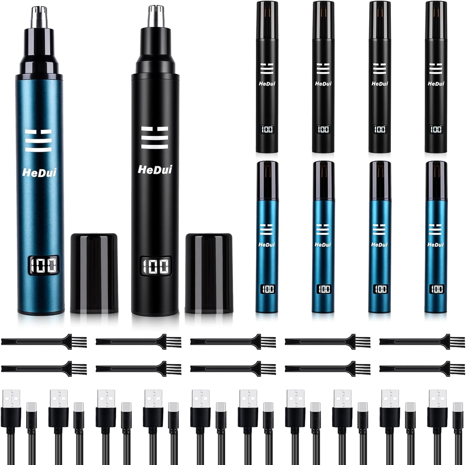 10 Pack Nose Hair Trimmer for Men & Women Professional Painless Eyebrow Facial Hair Trimmer for Male and Female Travel Ear and Nose Hair Clipper USB Rechargeable Trimmers with Digital Display