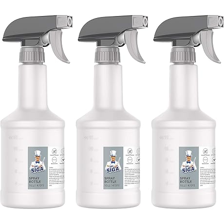 MR.SIGA Premium Plastic Spray Bottles for Cleaning Solutions - 16 oz |...