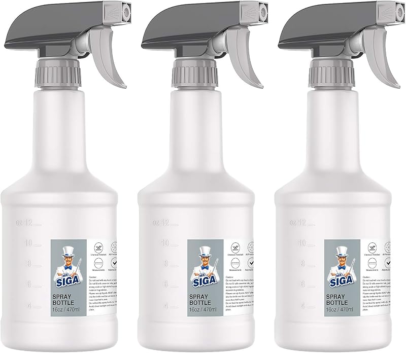 MR.SIGA Szórófejes Palack 3 db-os Készlet - Állítható Permet Funkció, 470ml, Többcélú Használat Növényekhez, Hajformázáshoz, Vasaláshoz, Újr