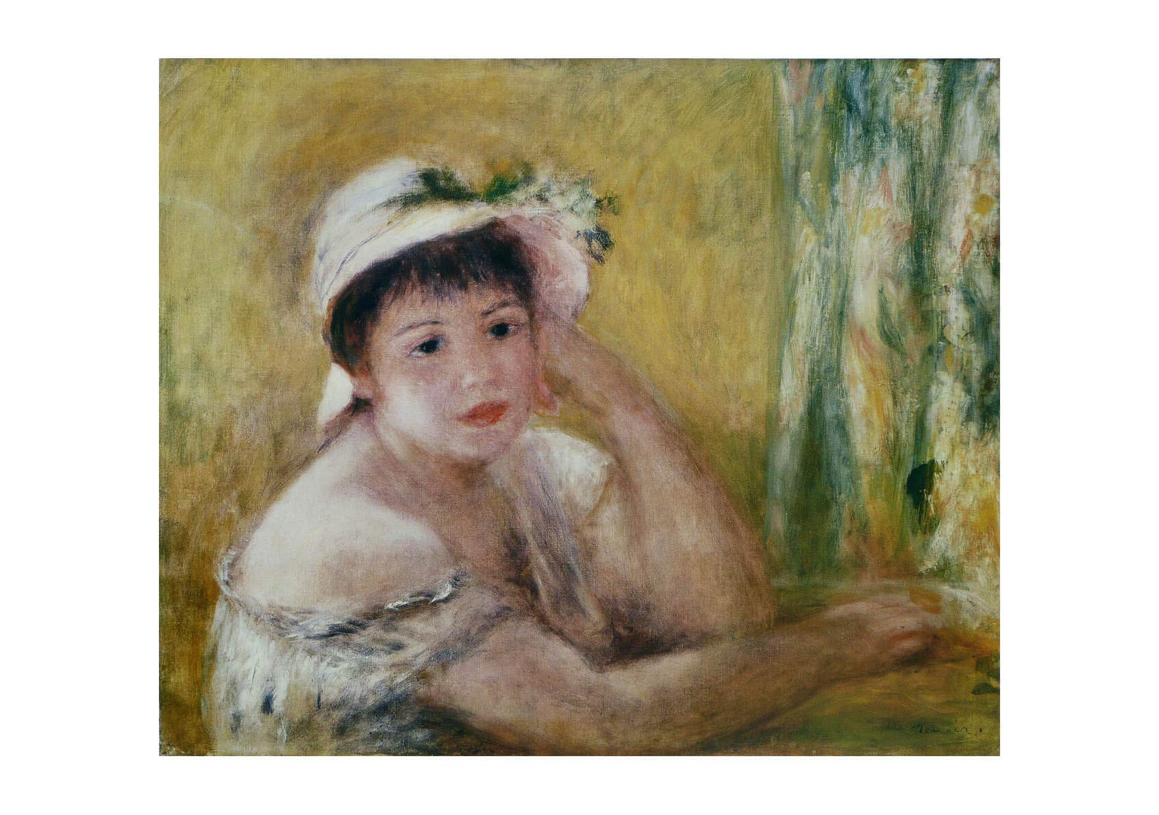 Femme au Chapeau de Paille par Renoir | Tableau Encadre Small Semi-Gloss