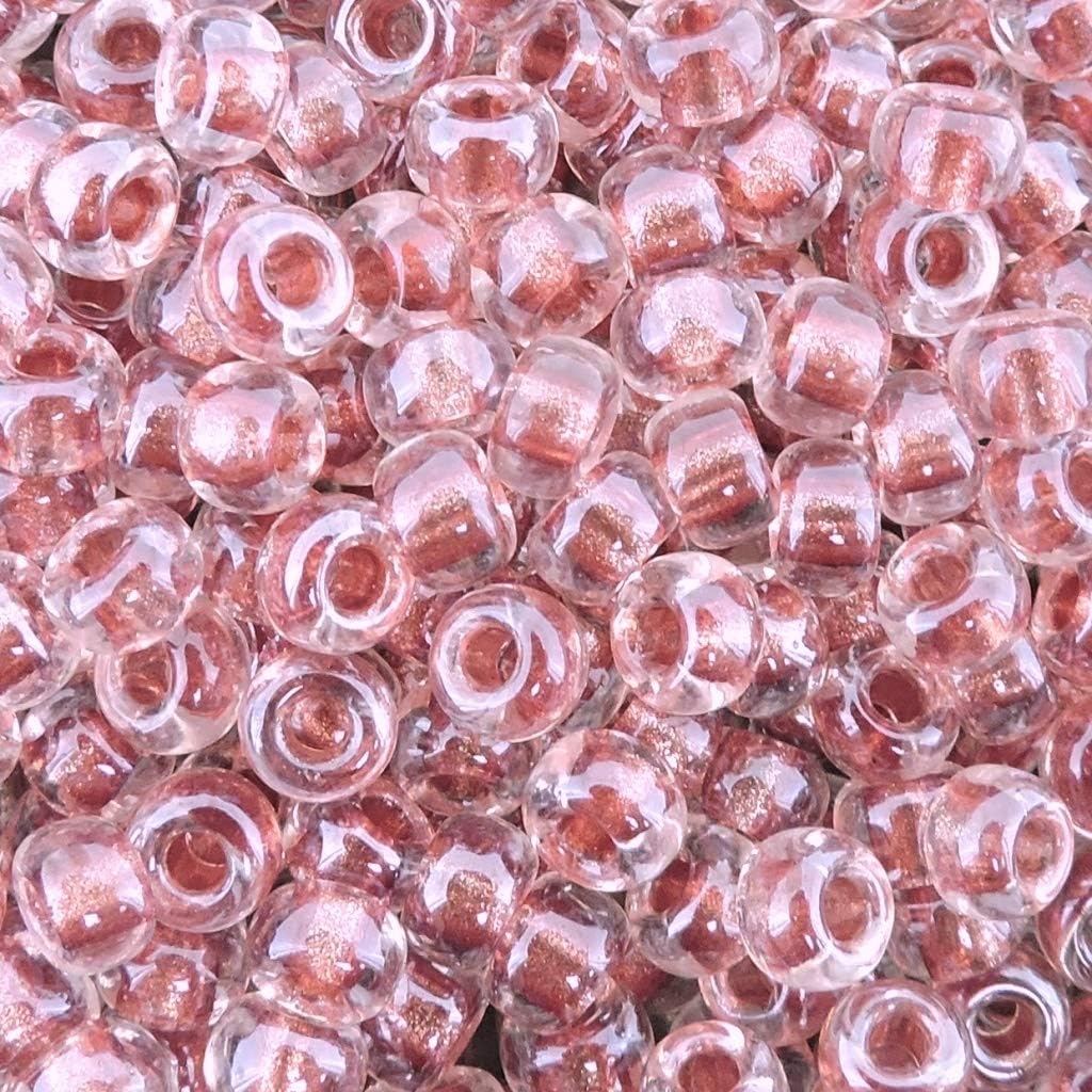 Miyuki Round Rocaille Seed Beads Size 6/0 20 Gram Tube Metallic Rose Lined Crystal 6-2601