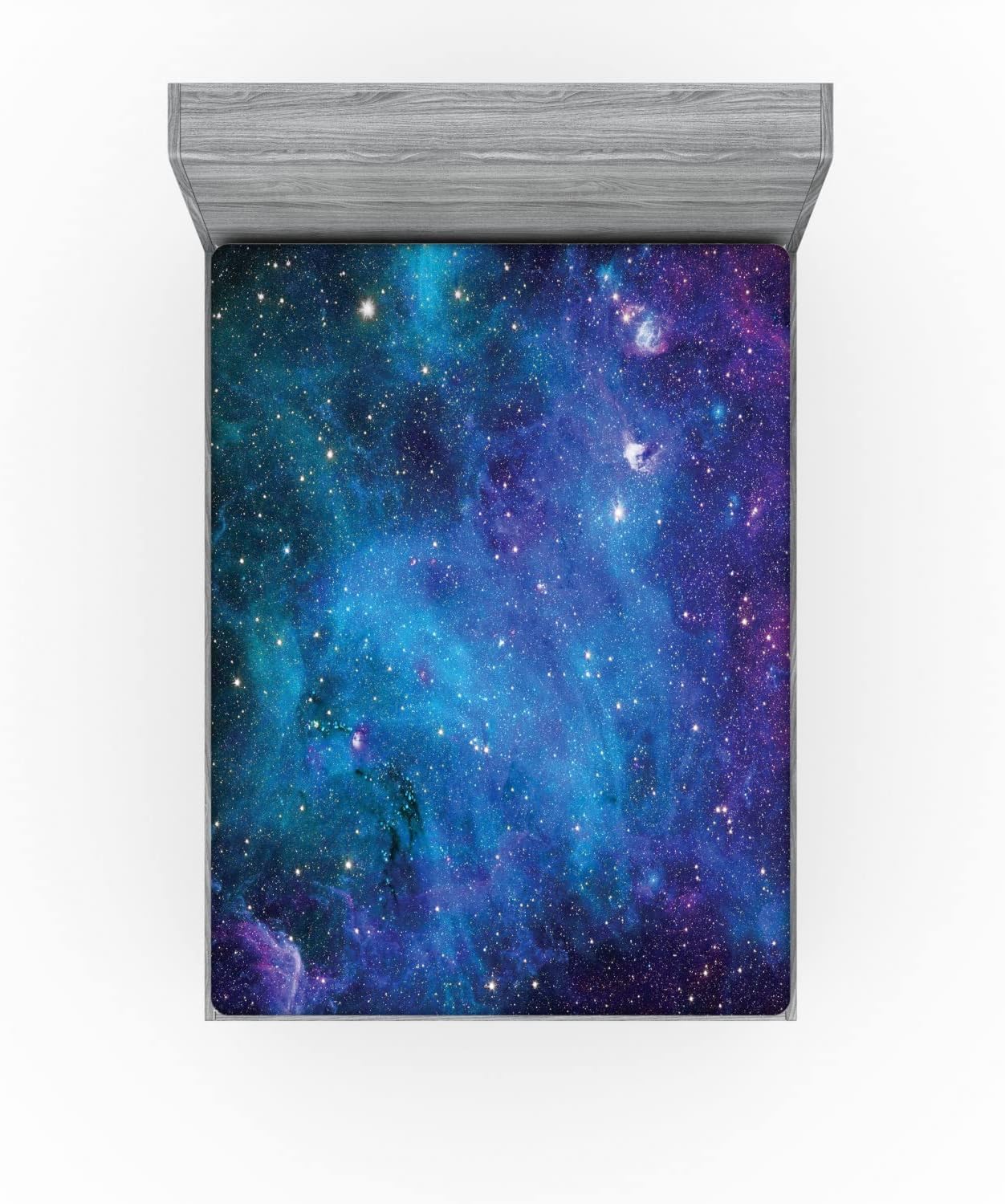 Ambesonne Outer Space Fitted Sheet, Galaxy Stars in Space Celestial Astronomic Planets in The Universe Milky Way, Soft Decorative Fabric Bedding All-Round Elastic Pocket, Queen Size, Navy Blue