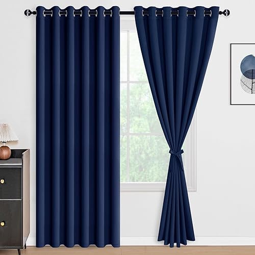 Miniatura 58 de DWCN Cortinas opacas 100% grises de 84 pulgadas de largo para dormitorio con forro negro, doble capa con aislamiento térmico, paneles de cortina