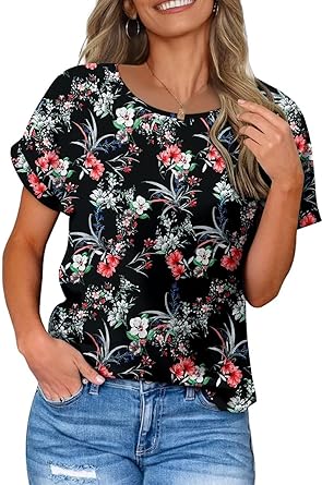 KISSMODA Summer Short Sleeve T Shirt Loose Fit Casual Dressy Women Top 2025 Trendy Ladies Fashion Blouses(S-3XL)
