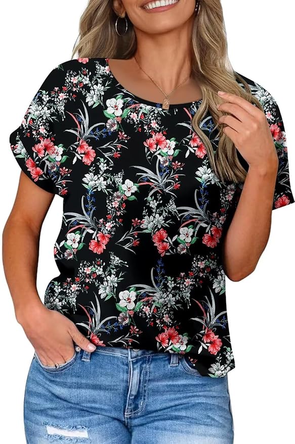 KISSMODA Summer Short Sleeve T Shirt Loose Fit Casual Dressy Women Top 2025 Trendy Ladies Fashion Blouses(S-3XL)