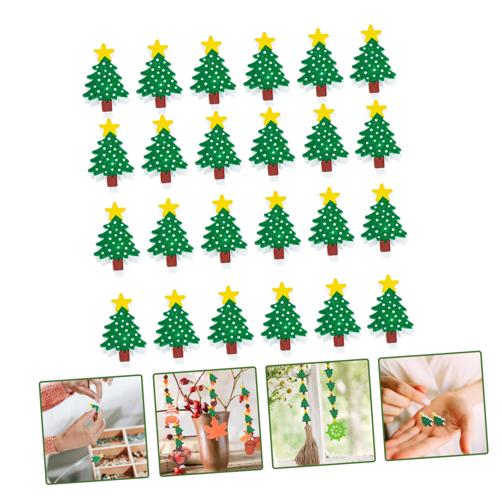 PRETYZOOM 250piezas Perlas De Madera Navideñas Para Adornos De Árbol De Navidad Decoración y Para Manualidades y