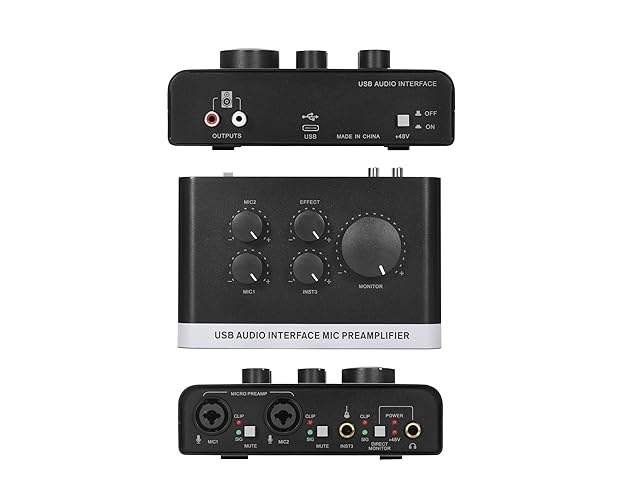 USB Audio Interface with 2X XLR/TRS Inputs, Phantom Power, USB-A/C Connectivity Perfect for Recording, Live Streaming, Podcasting Home Studio Use by Musicians Content Creators(OS3)