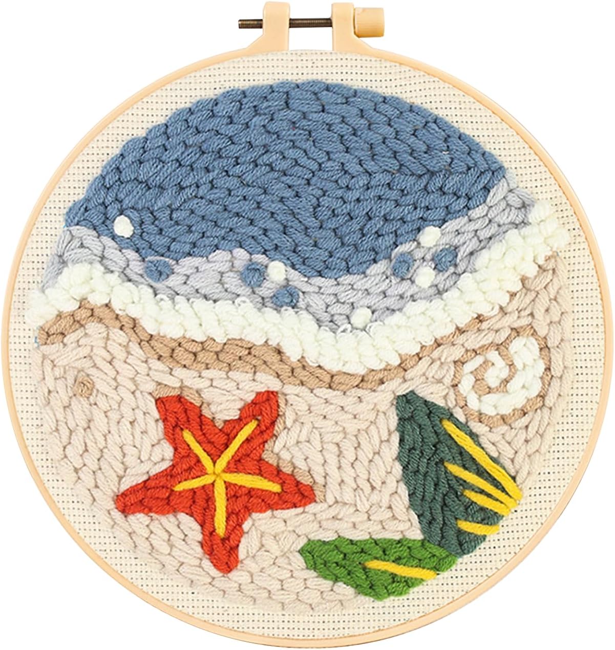 Lighthouse Punch Needle Kit for Beginners, Crochet Kit for Adult, All-in-One DIY Craft Set with Pre-Printed Fabric, Embroidery Hoop, Threads, Tools, Ideal Craft Gift, Home Decor