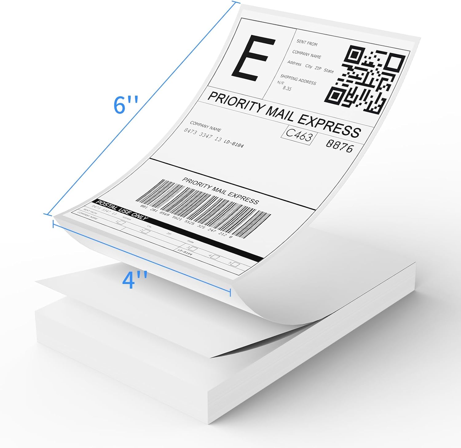 RONGTA 4x6 Thermal Labels, Fanfold Shipping Label Compatible with Thermal Printers,Clear Printing,Permanent Adhesive,100 Sheets per Stack (White 4x6, Size: 1 Stacks | 100 Labels)