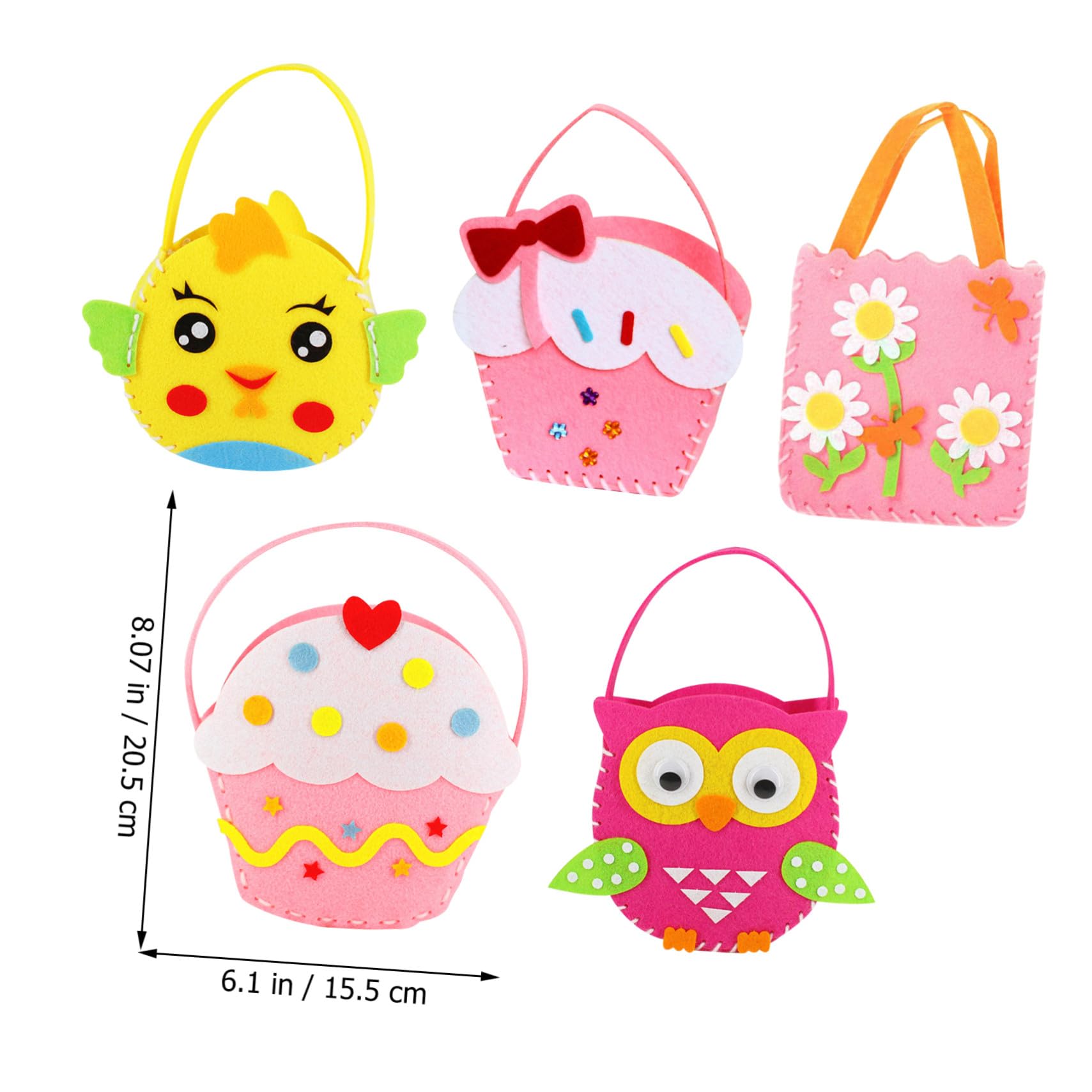 Uonlytech 5 set Kit Cucito Borse in Non Ecologico DIY Borsa Te con Motivi Colorati e Sicuri Attività Manuale per Ragazzi e Ragazze Facile e Divertente per Imparare Cucire