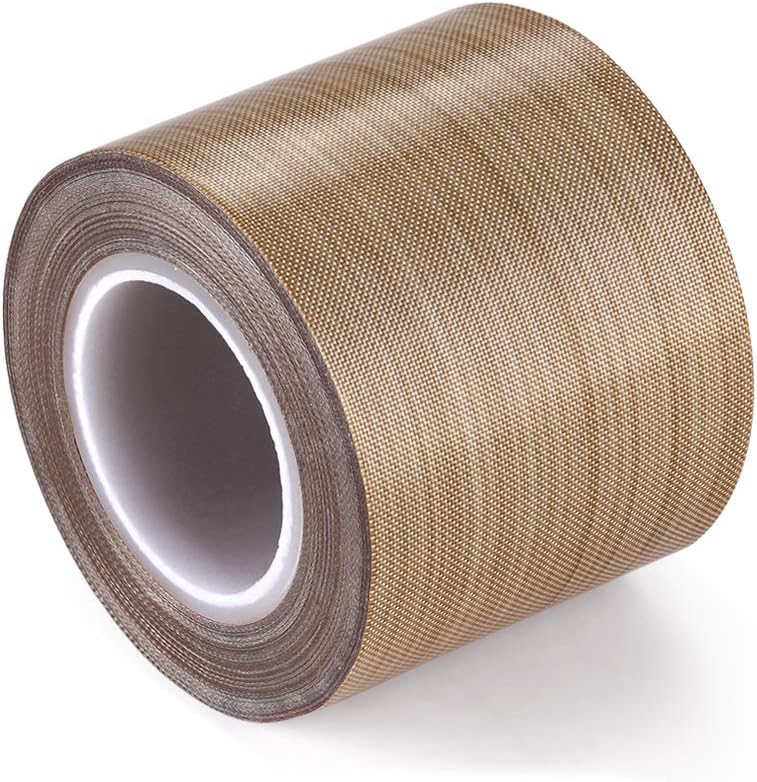 PTFE Coated Fiberglass Telfon Tape,high Temperature Tape;Drying Mechanical Conveyor Belt; Welding Sealing Tape; -196℃ - +300℃ … (Brown, 48mm x 12yards x 0.18mm)