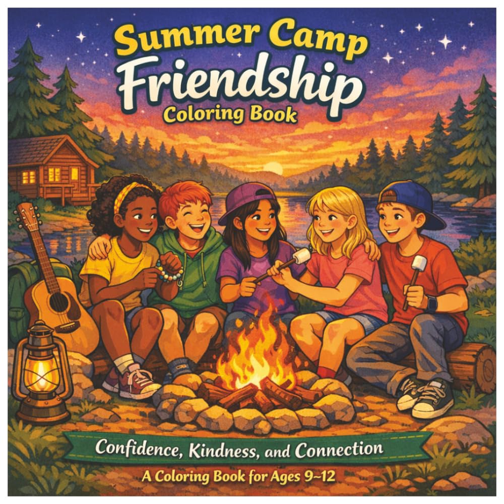 Summer Camp Friendship Coloring Book: Confidence, Kindness and Connection: A Coloring Book for Ages 9-12 (Summer Camp Coloring Book Collection)