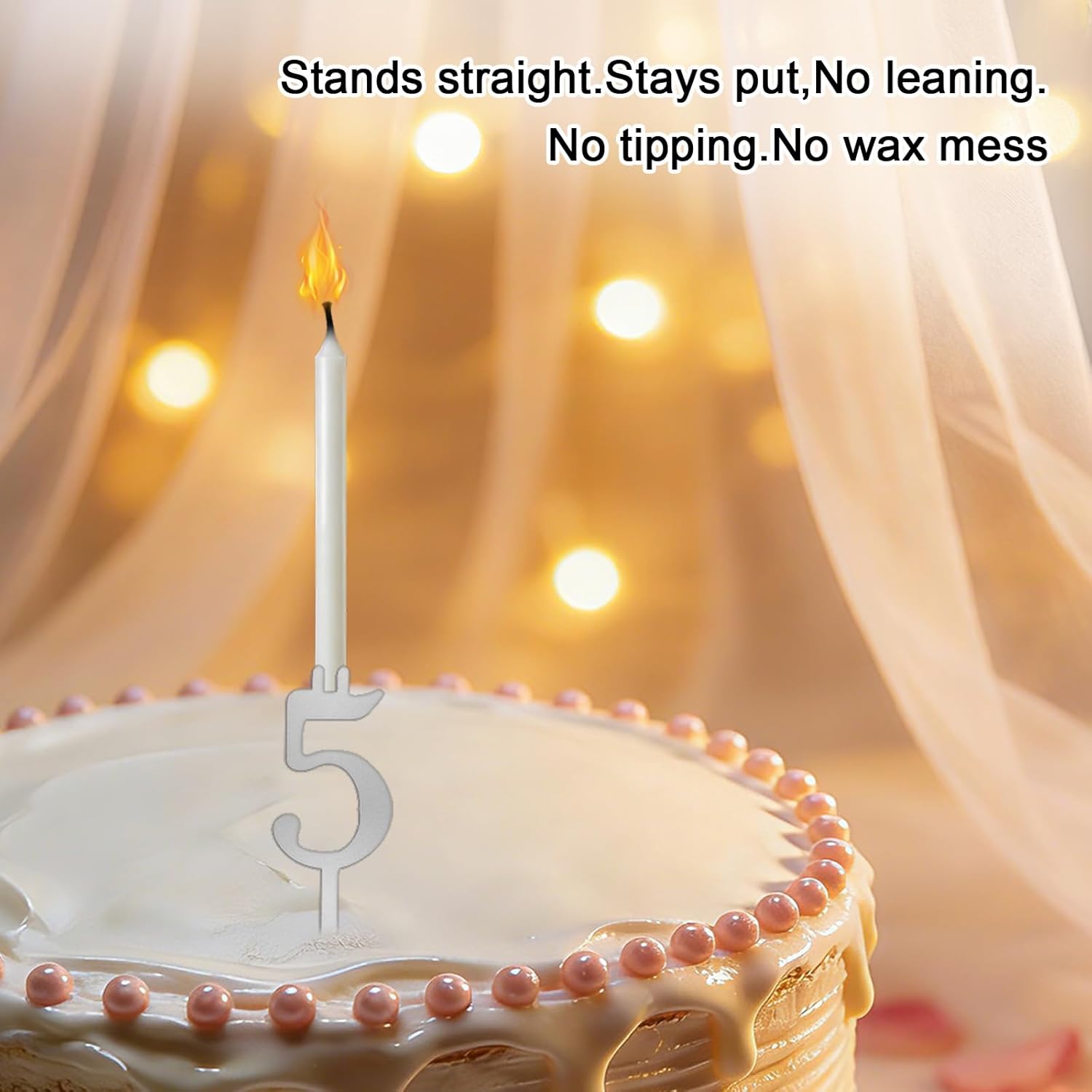 20pcs Reusable Number Candle Holders Set, Metal Birthday Cake Toppers Holders Stand with Numbers 0-9 for Anniversary Wedding Party Decoration Supplies Accessories (Silver-Tone)