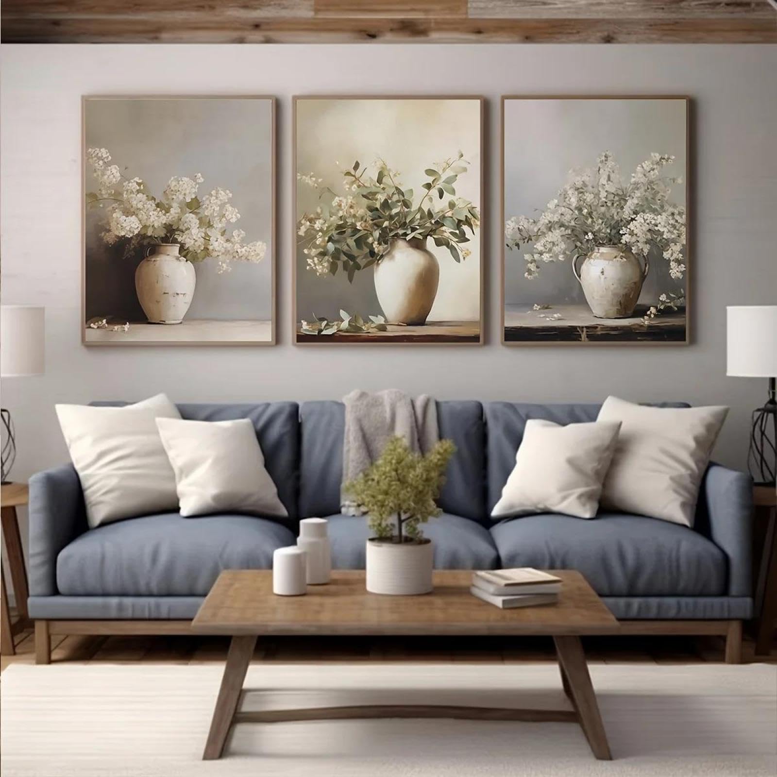 Baibexing Vintage Floral Blooms Vases Botanical Canvas Painting Poster Prints Wall Art Picture For Living Room Home Decor 50X70Cmx3Pcs Unframed