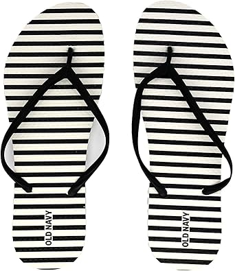 Old Navy Women Beach Summer Casual Flip Flop Sandals 8, O.N. Black Stripe
