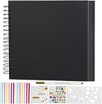 Artmag DIY Scrapbook Album 8 x 8 Inch Hardcover Kraft Blank Paper Scrap Book with 40 Sheets Memory Book for Family Wedding Photography Anniversary (Black)