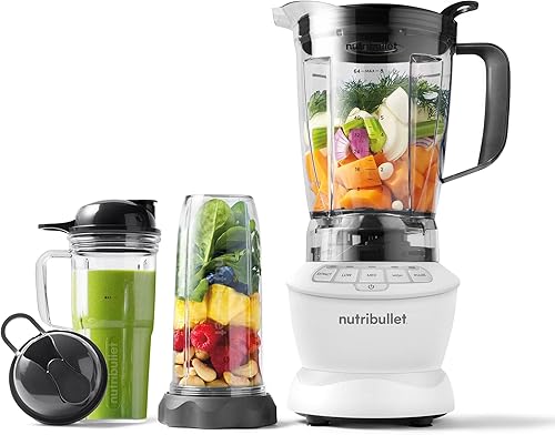 nutribullet Combo de licuadora de tamaño completo 1200 W, blanco mate